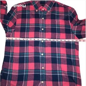 CROWN AND IVY PINK PURPLE BLUE PLAID  BUTTON DOWN LADIES FLANNEL 100% COTTON XL